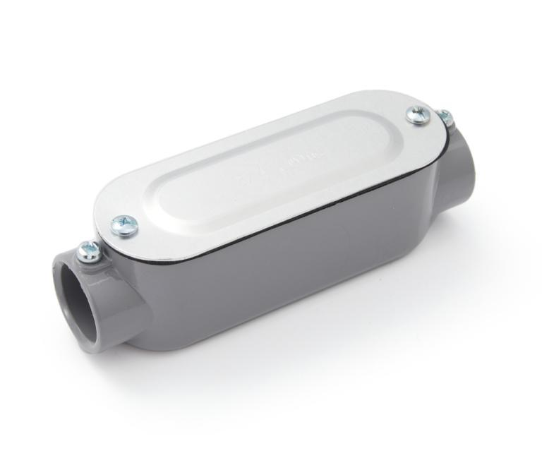 Catalog image of a C conduit body with its cover fitted.